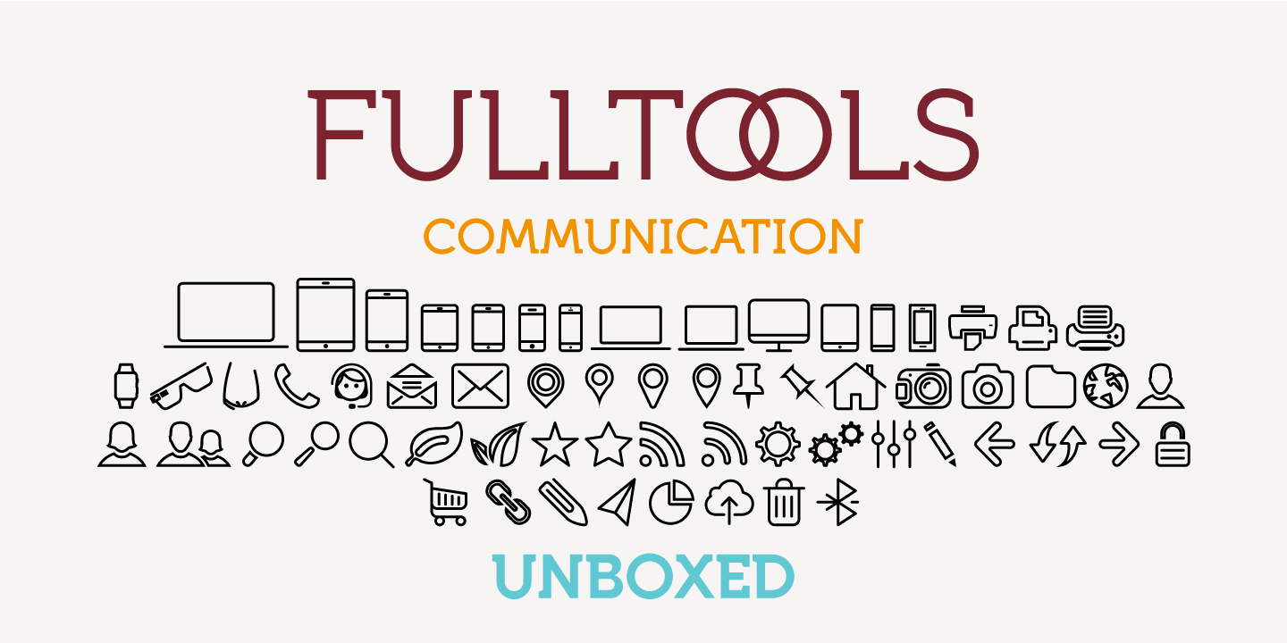 Beispiel einer Full Tools Social Media Unboxed-Schriftart